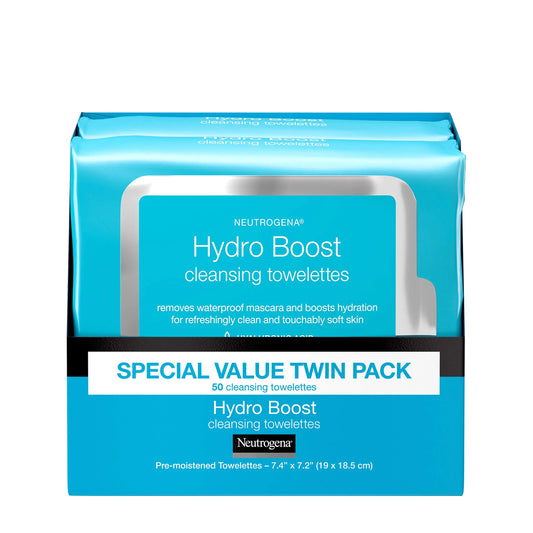 Neutrogena Neutrogena Hydroboost Facial Cleansing & Makeup Remover Wipes With Hyaluronic Acid Twin Pack 25 Ct 25 count (Pack of 4)