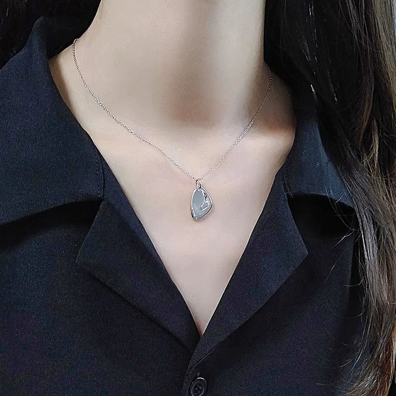 Minimalist Silver Triangle Necklace for Women - Gift
