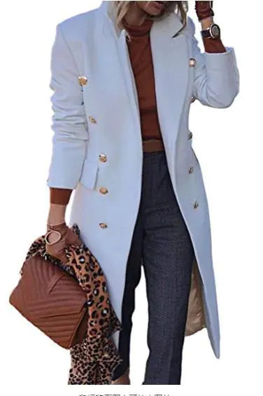 Women's Long Wool Coat with Buttons | Elegant and Warm Wool Outerwear for Women
