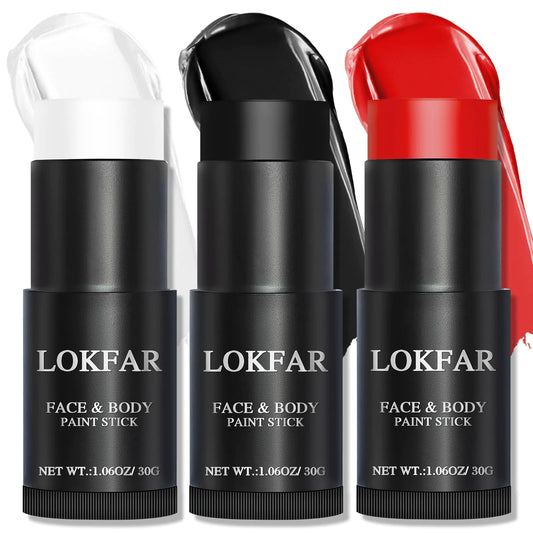 Face Paint Halloween Makeup Kit – Black, Red & White Foundation Set
