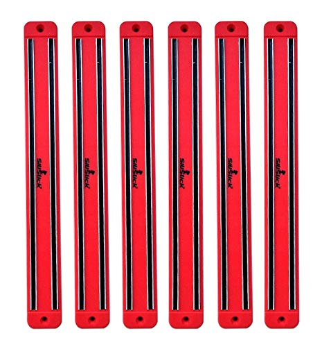 6-Slot Magnetic Knife Rack – Bold Red Wall-Mounted Tool & Knife Holder