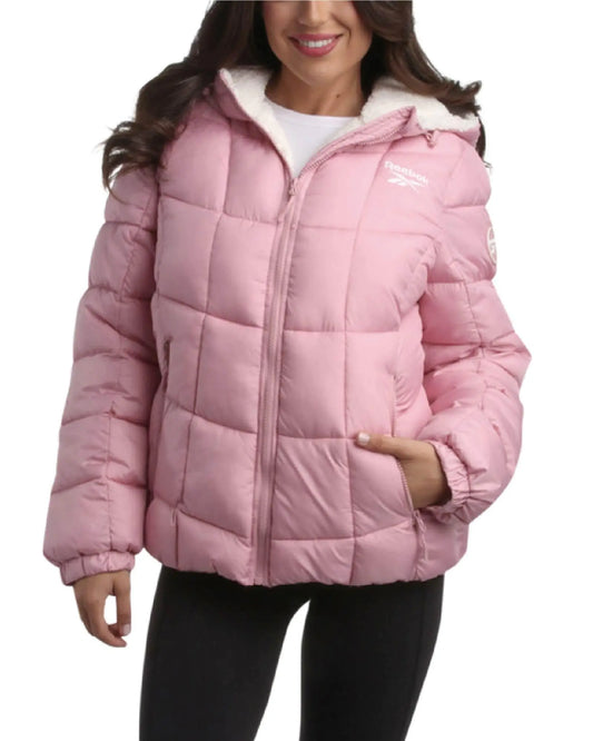 Reebok Womens Winter Jacket - Heavyweight Quilted Puffer Parka Coat - Sherpa Lined Ski Jacket for Women (S-XL) Size Small Mauve