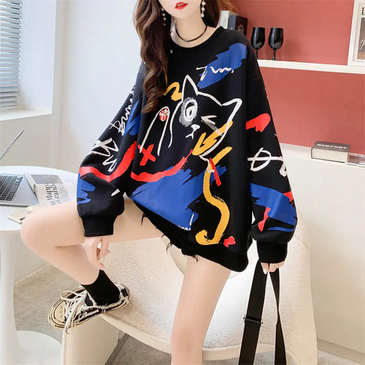 2023 Women's Cartoon Loose Fashion Hoodie Jacket