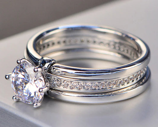 Three Ring Zircon Stone Sparkling Ring