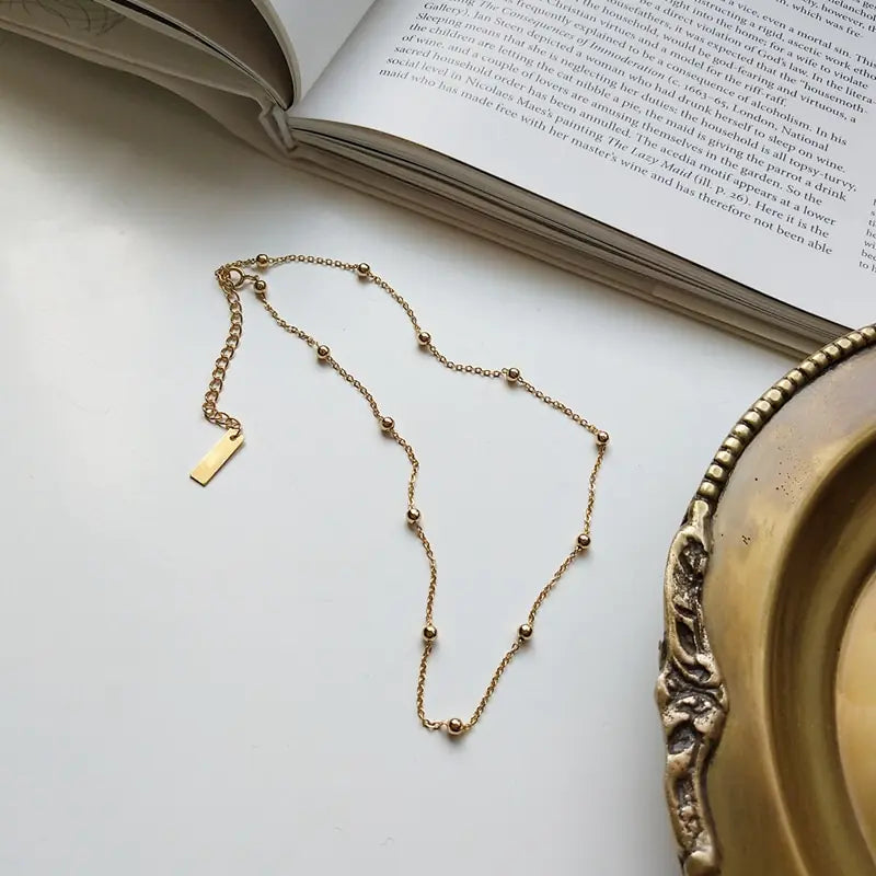 925 Silver Beaded Choker Necklace for Women