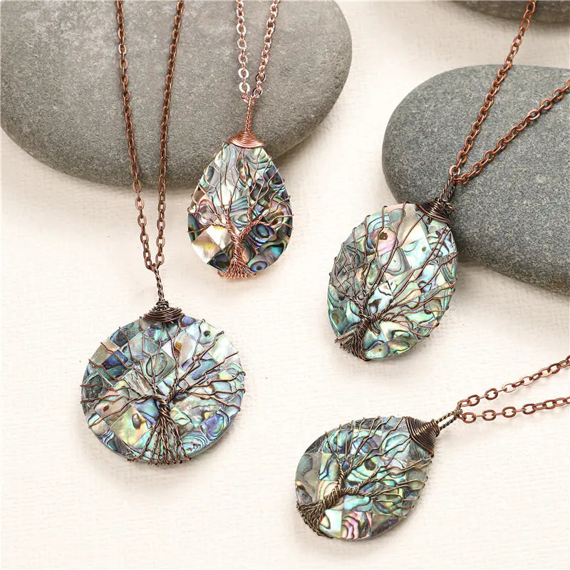 Natural Abalone Shell Pendant Necklace for Women