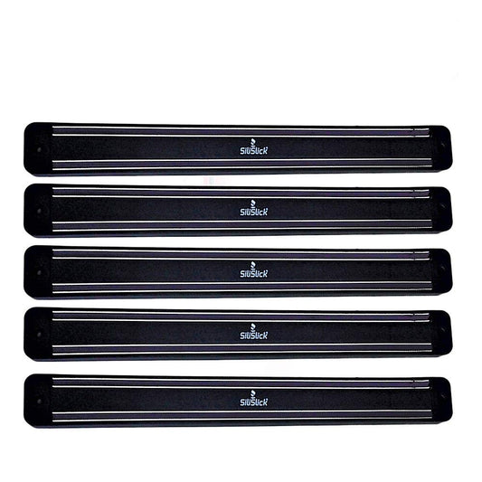 5-Slot Magnetic Knife Holder – Black Wall-Mounted Tool Rack for Kitchen & Workshop