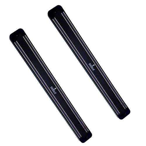2-Slot Magnetic Knife Rack – Compact Black Wall-Mounted Kitchen & Tool Holder