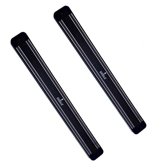2-Slot Magnetic Knife Rack – Compact Black Wall-Mounted Kitchen & Tool Holder