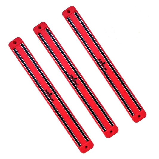 3-Slot Magnetic Knife Rack – Red Wall-Mounted Holder for Knives & Tools