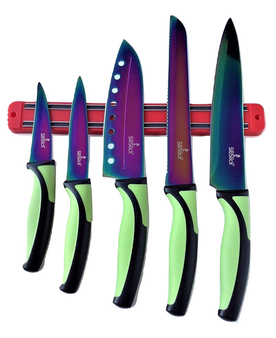 6-Slot Magnetic Knife Rack – Bold Red Wall-Mounted Tool & Knife Holder