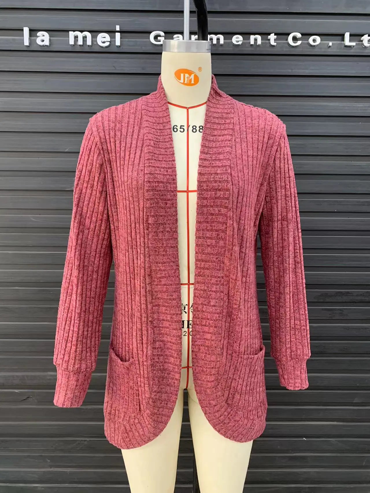 2023 Autumn New Solid Color Striped Long Sleeve Cardigan