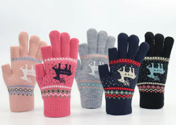 Winter Touchscreen Knitted Gloves for Women (Deer Design)