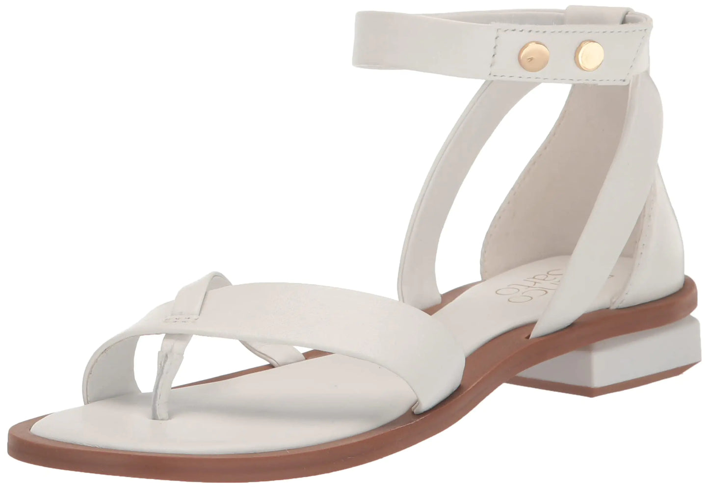 Franco Sarto Womens Parker Ankle Strap Sandal White Leather 8.5 M