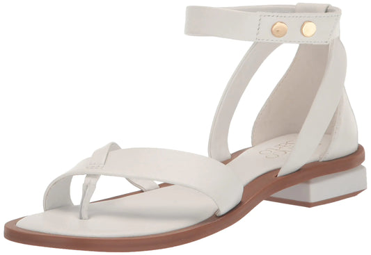 Franco Sarto Womens Parker Ankle Strap Sandal White Leather 8.5 M