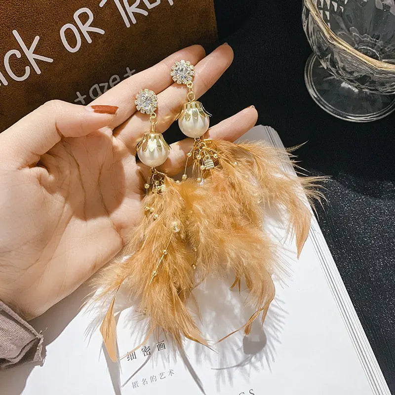 Asymmetrical Silver Needle Feather Butterfly Earrings