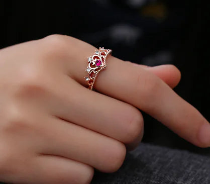 Crown Ring with Diamonds - Vintage Style Ring
