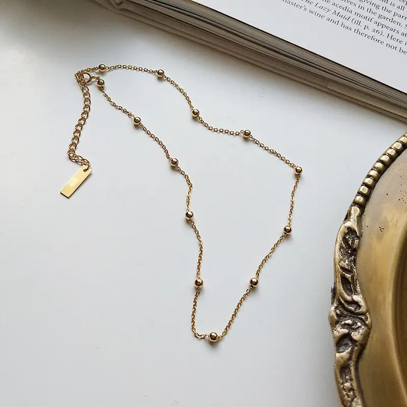 925 Silver Beaded Choker Necklace for Women