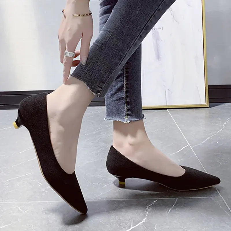 Comfortable Suede Pointed Toe High Heels for Work
