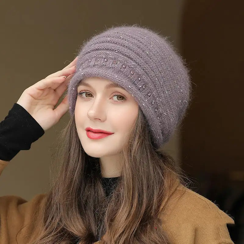 Warm Women's Wool Knitted Hat for Autumn and Winter