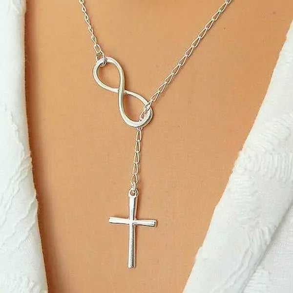 Simple Solid Color Cross Necklace for Women