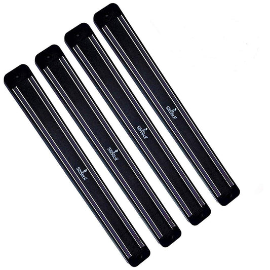 4-Slot Magnetic Knife Rack – Wall-Mounted Black Holder for Knives & Tools
