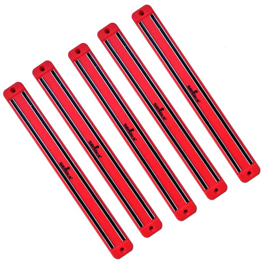 Magnetic Knife Holder – 5 Red Slot Rack | Wall-Mounted Tool Organizer