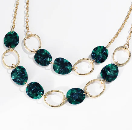 Multilayer Geometric Circle Alloy Necklace for Women