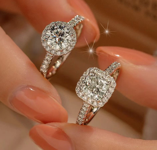 "Full Rhinestone Ring, Elegant Wedding Band, Zircon Ring"