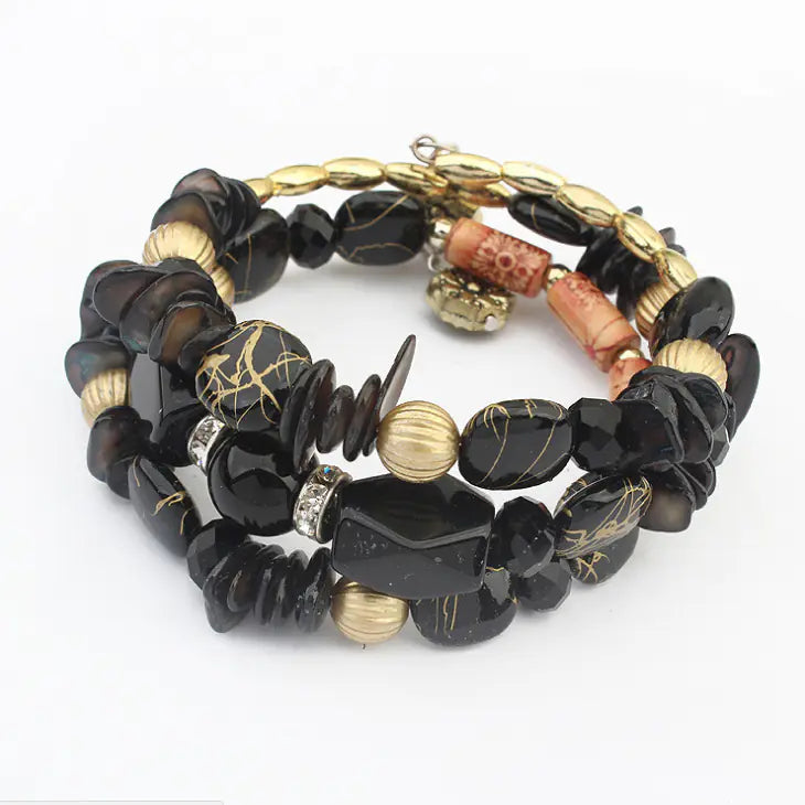 Vintage Ethnic Style Natural Stone Wire Beaded Bracelet