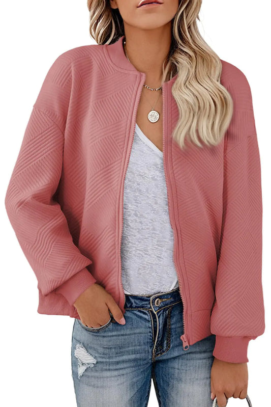 Women’s Casual Lightweight Bomber Jacket – Stand Collar Zip Up Coat