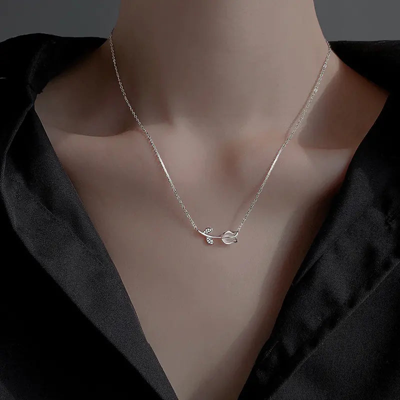 Tulip Charm Pendant Necklace for Women