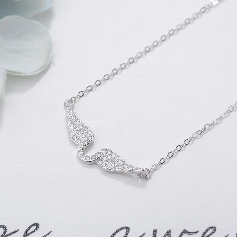 S925 Silver Angel Wings Necklace for Women