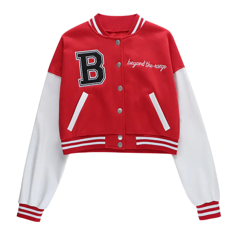 Cropped Vintage Women's Varsity Baseball Bomber Jacket