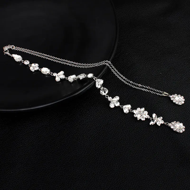 Minimalist Rhinestone Back Chain Necklace for Women