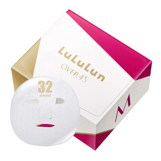 Lululun Over 45 Camelia Pink 32pc Facial Sheet Mask Pack for Daily Anti-aging Skincare Hydrating & Moisturizing Face Sheet Masks for Women & Men Organic & Natural Japanese Skincare
