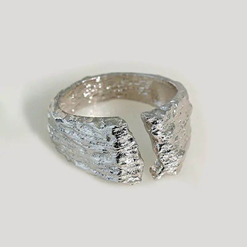 French Textured Ring Set with Korean Style Open Ring