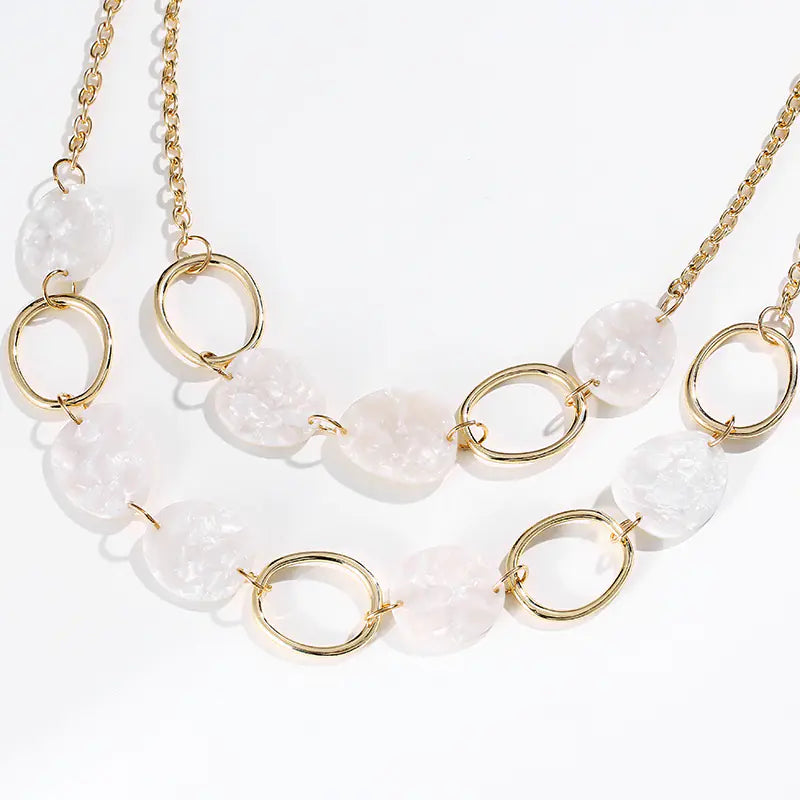 Multilayer Geometric Circle Alloy Necklace for Women