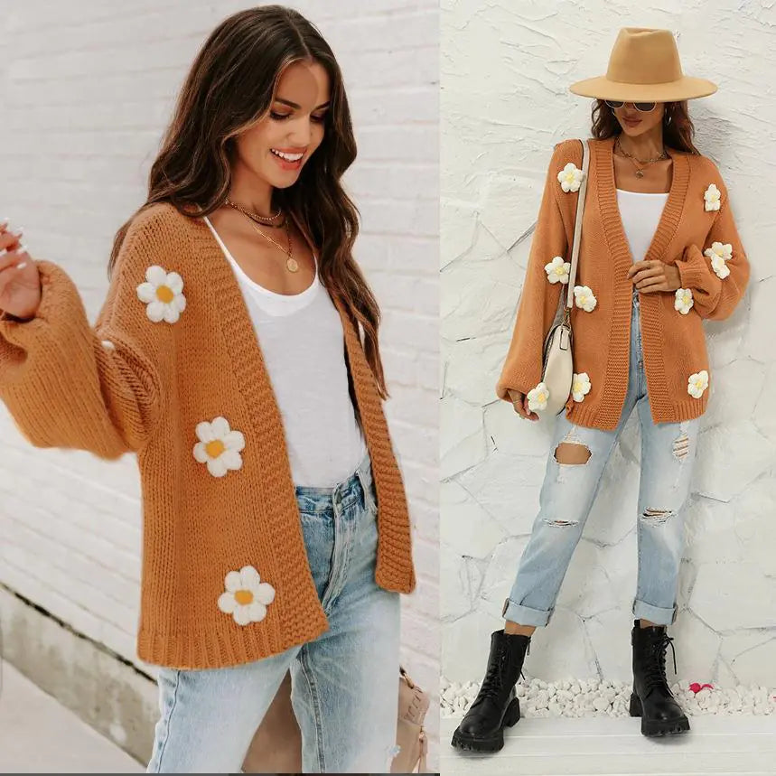 2022 Winter Plus Size Floral Cardigan for Women