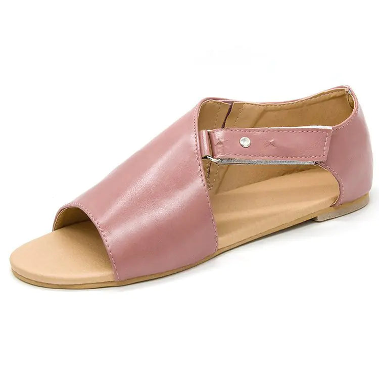 Fish Mouth Low Heel Flat Sandals – Comfortable Large Size Women’s Summer Shoes