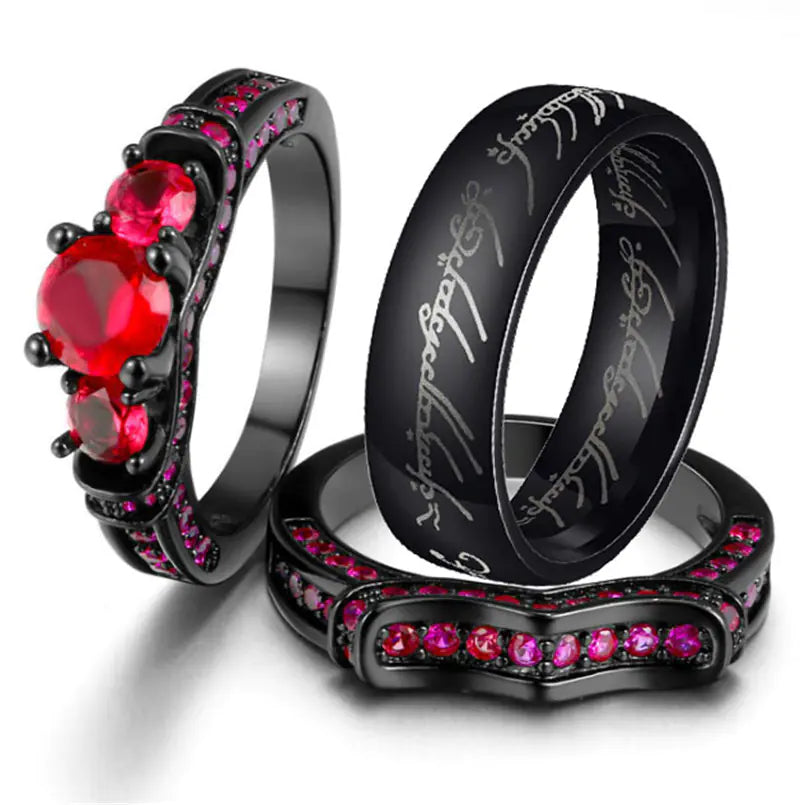 Stainless Steel Ring, Supreme Magic Ring, Black Gold Set