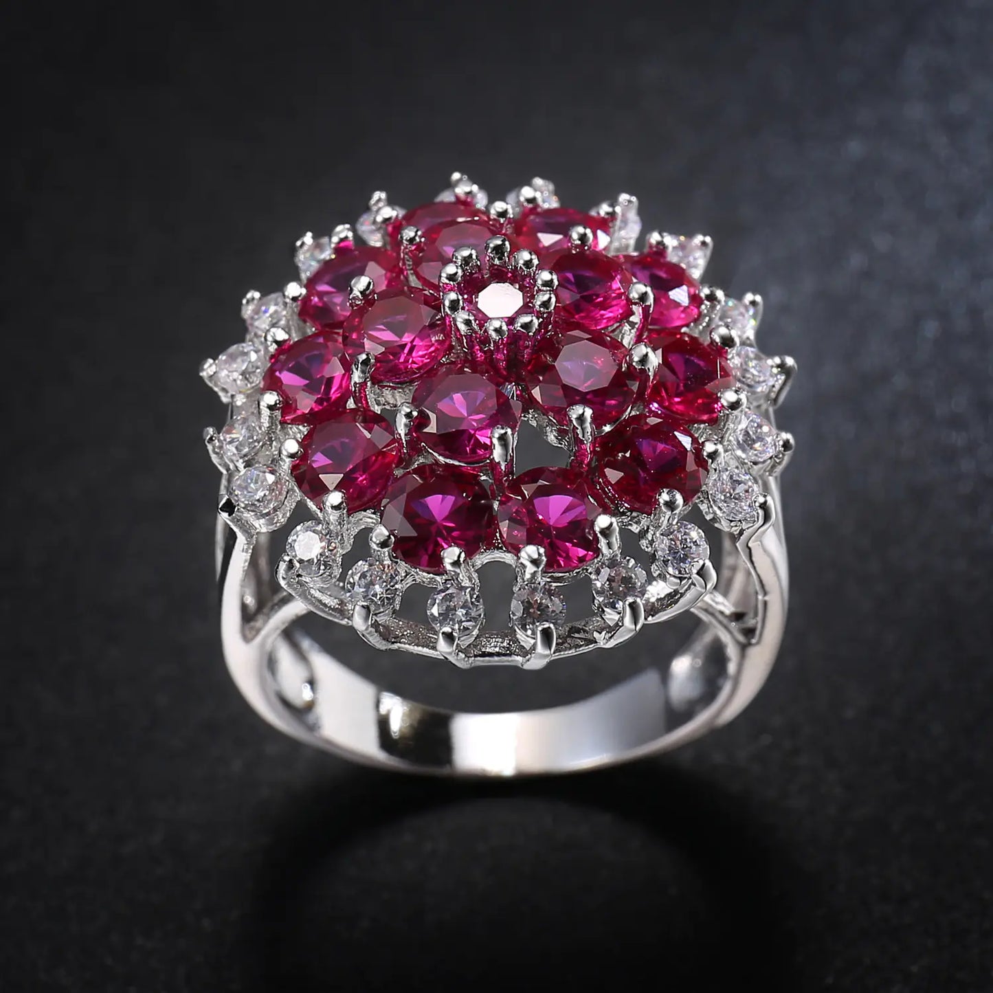 Red Garnet Zircon Ring, Gemstone Ring