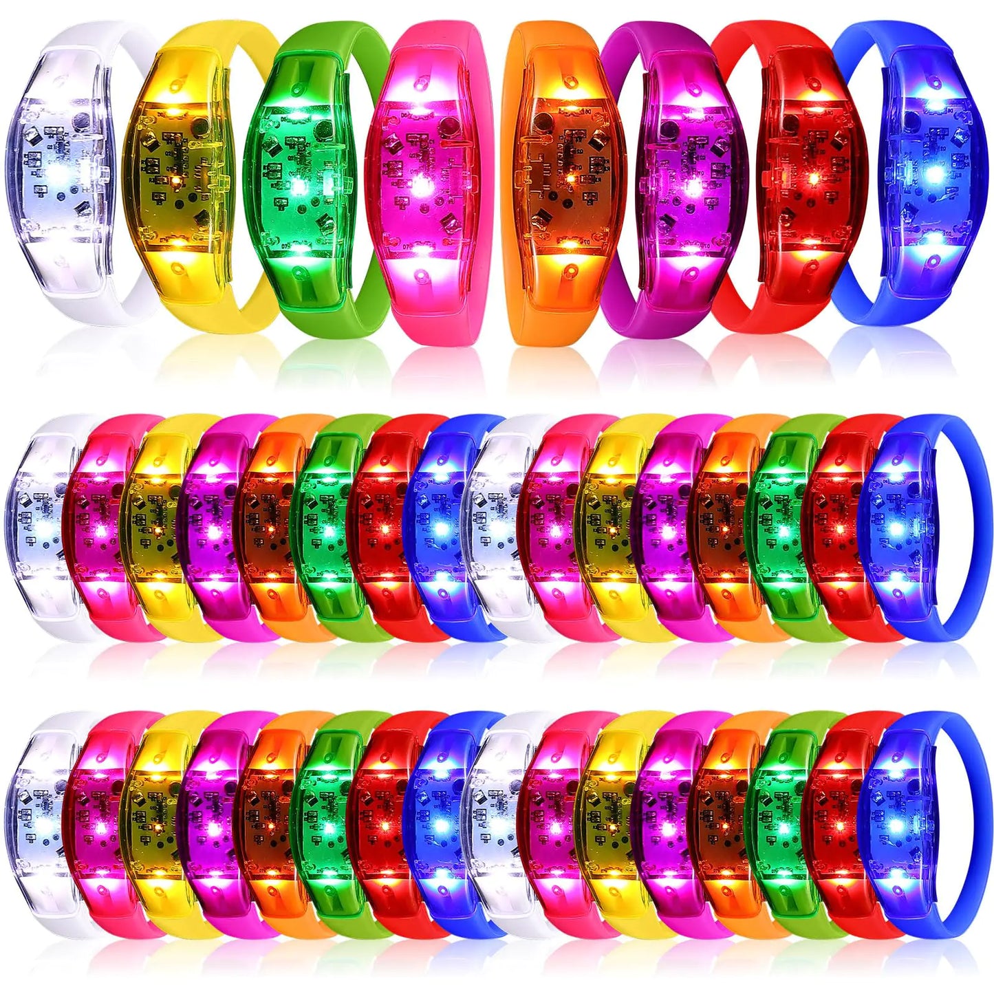 40 Pcs LED Glow Bracelets Sound Activated LED Bracelets Light Up Bracelets Music Control Neon Bracelets Glow in The Dark Party Favors for New Year Rave Concerts Festivals Birthday Carnival Party