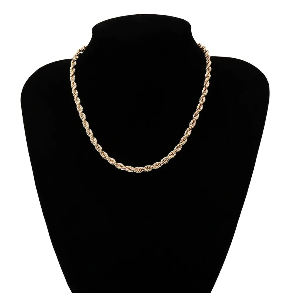 Simple Layered Twisted Chain Necklace for Women