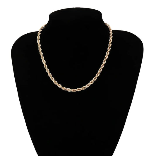 Simple Layered Twisted Chain Necklace for Women