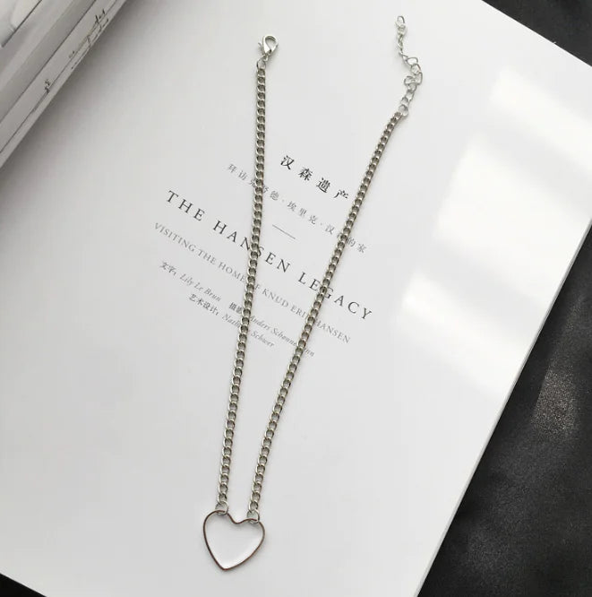 Minimalist Metal Heart Pendant Necklace for Women