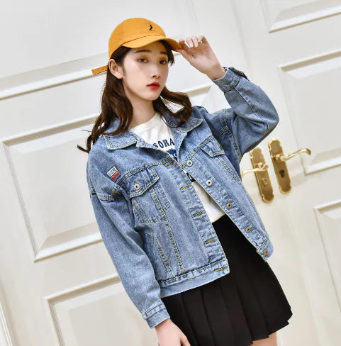 Women's Long Sleeve Straight Denim Jacket