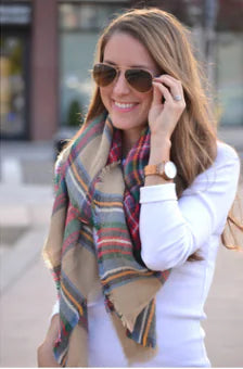Autumn Women's Faux Cashmere Plaid Scarf & Shawl
