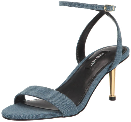 Nine West Womens ANNY Heeled Sandal Denim Blue 400 6.5
