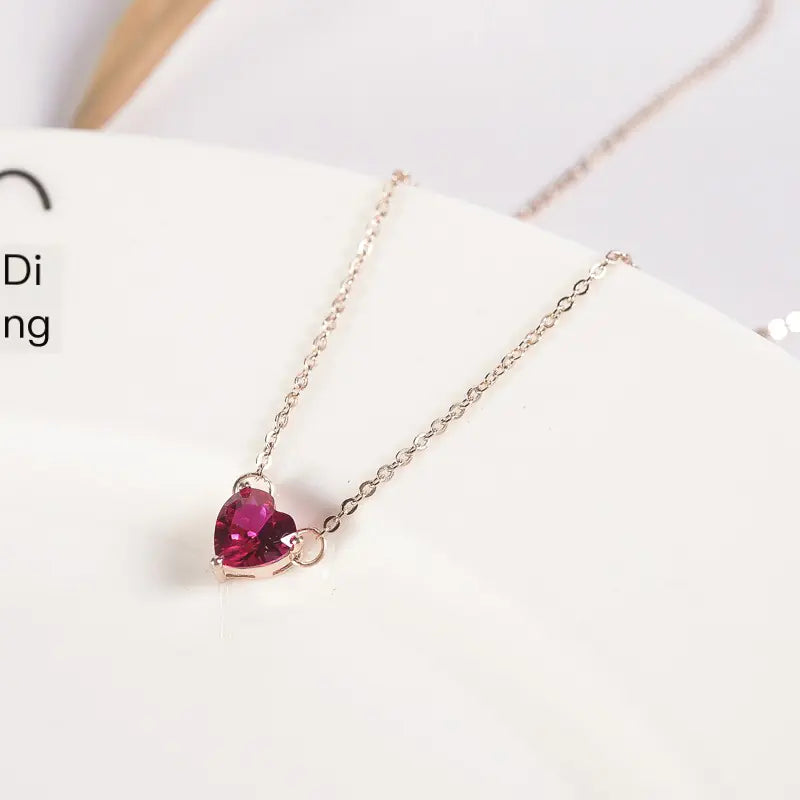 Rhinestone Heart Pendant Necklace for Women